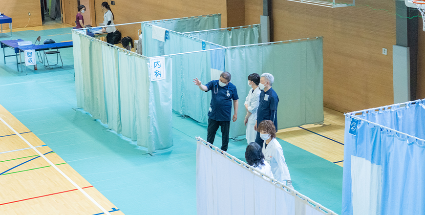 巡回健診当日、設営の様子1