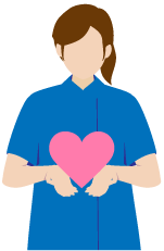 ハートを持つスタッフのイラスト