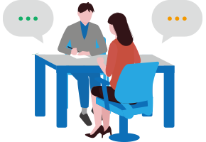 クライアントとの打ち合わせイラスト